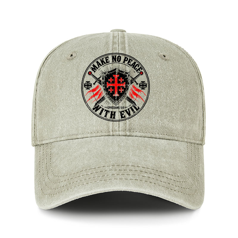Heritage Washed Cap - Make No Peace with Evil Knight Templar Jerusalem Cross