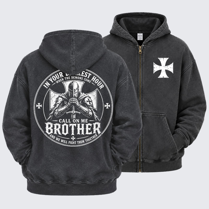 ECG Cross Jesus God Christian Washed Zip-Up Hoodie-soulsbelief