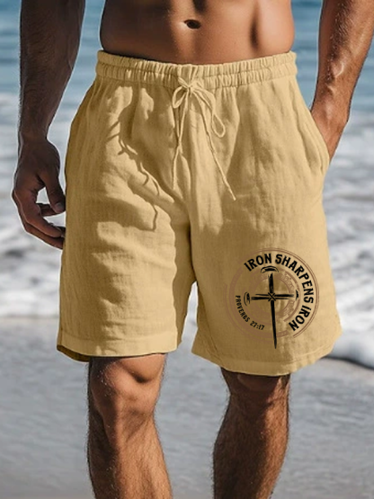 Iron Sharpens Iron - Proverbs 27:17 Christian Beach Shorts