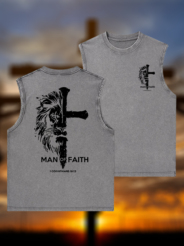 Man of Faith  Jesus God Christian Washed Tank
