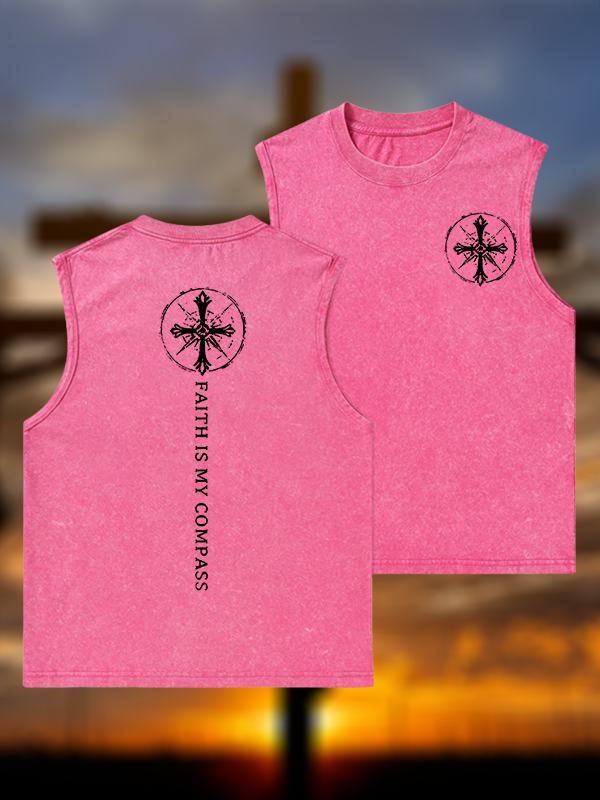 Faith Is My Compass Jesus God Christian Washed Tank