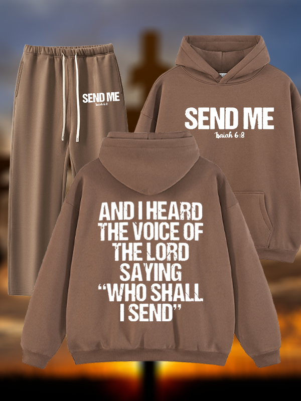 Send Me Isaiah 6:8 Jesus God Christian Plush Fleece-Lined Hoodie Set