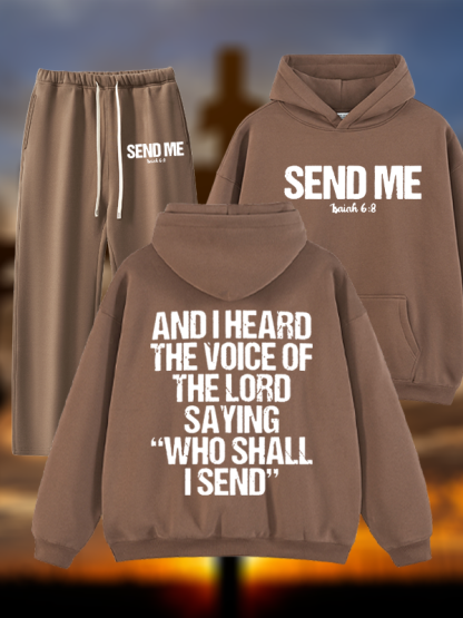 Send Me Isaiah 6:8 Jesus God Christian Plush Fleece-Lined Hoodie Set