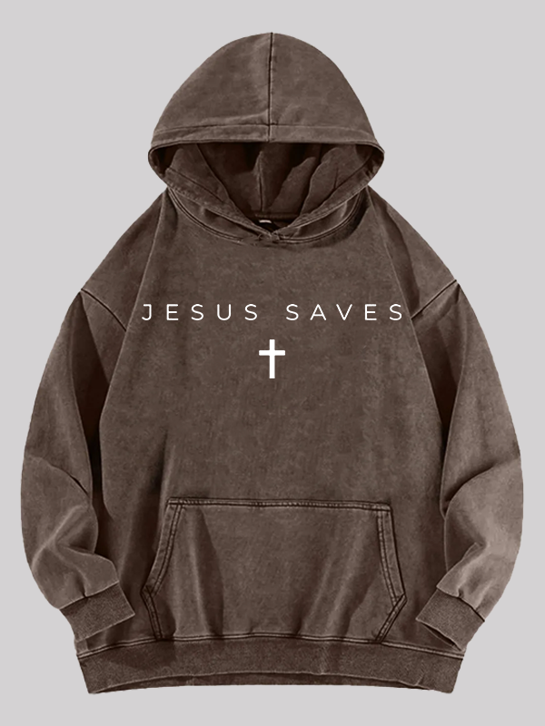 Jesus Saves  Jesus God Christian Washed Hoodie
