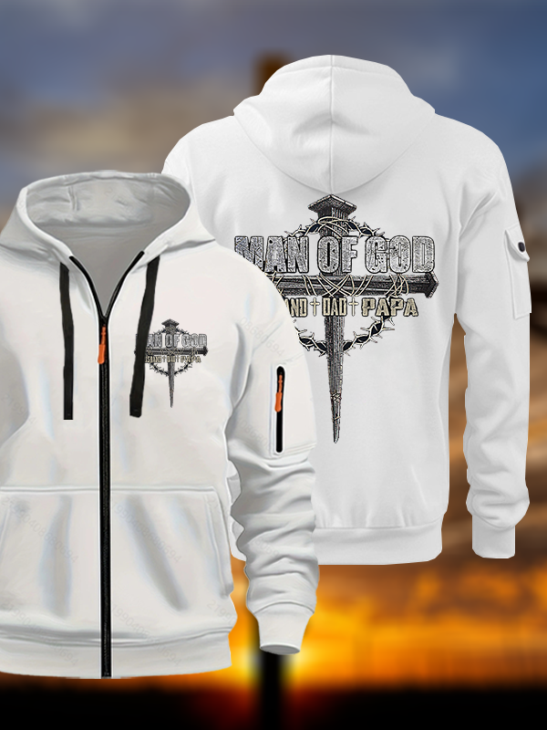 Man Of God Husband Dad PaPa Jesus God Christian Zipper Hoodies