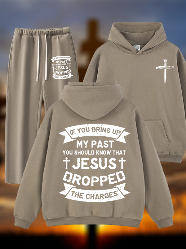 Jesus Dropped The Charges Jesus God Christian Plush Fleece-Lined Hoodie Set