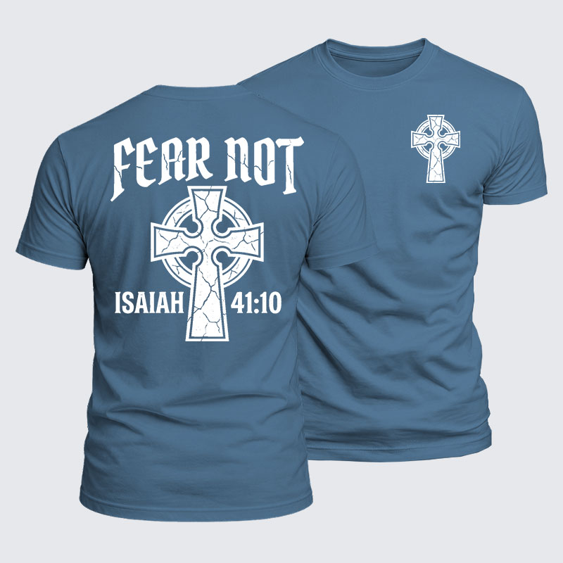 Fear Not Isaiah 41:10 Jesus God Christian  – Luxe Mercerized Interlock Cotton Tee