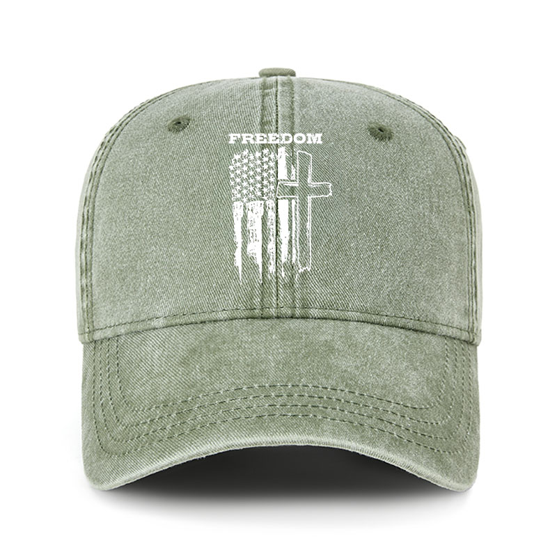 Heritage Washed Cap - Freedom Cross Vertical Flag
