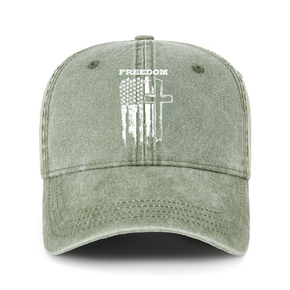Heritage Washed Cap - Freedom Cross Vertical Flag