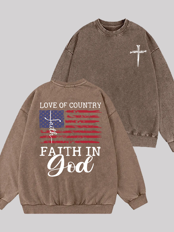 Faith In God Jesus God Christian Washed Sweatshirt
