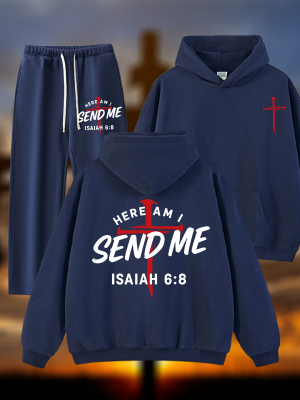 [Copy]Cross Crown Jesus God Christian Plush Fleece-Lined Hoodie Set