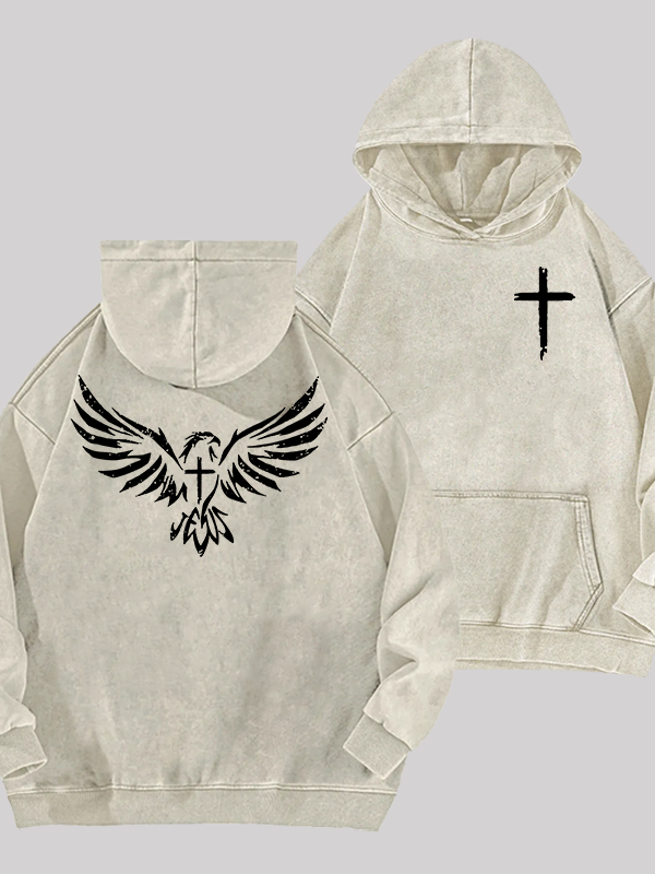 Wings Like Eagles Jesus God Christian Washed Hoodie