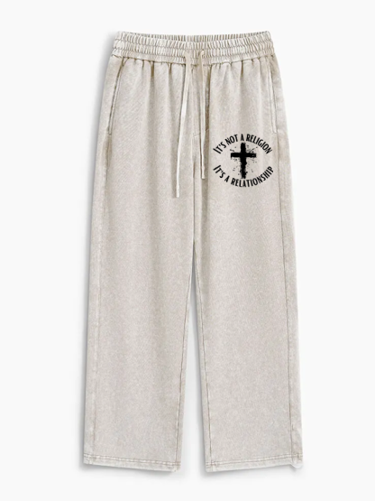It's Not A Religion It's A Relationship Jesus God Christian Washed Sweatpants