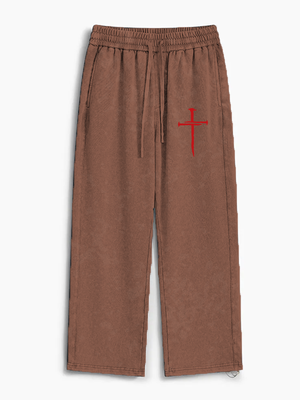 Red Cross Faith Jesus God Christian Washed Sweatpants