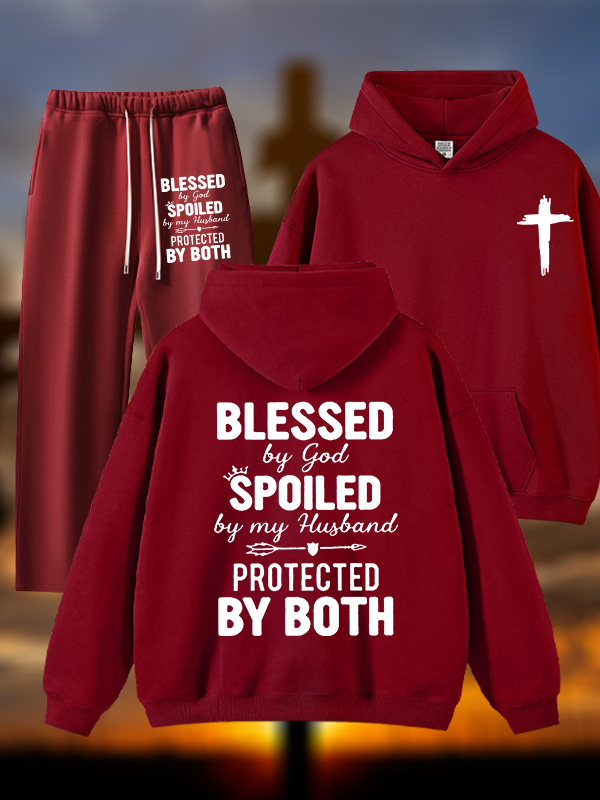God Bless Jesus God Christian Plush Fleece-Lined Hoodie Set