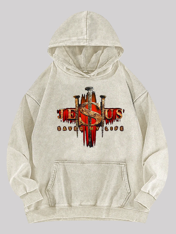 Jesus Saved My Life Jesus God Christian Washed Hoodie