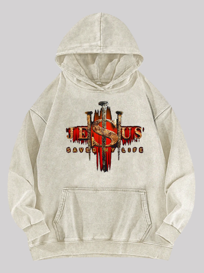 Jesus Saved My Life Jesus God Christian Washed Hoodie