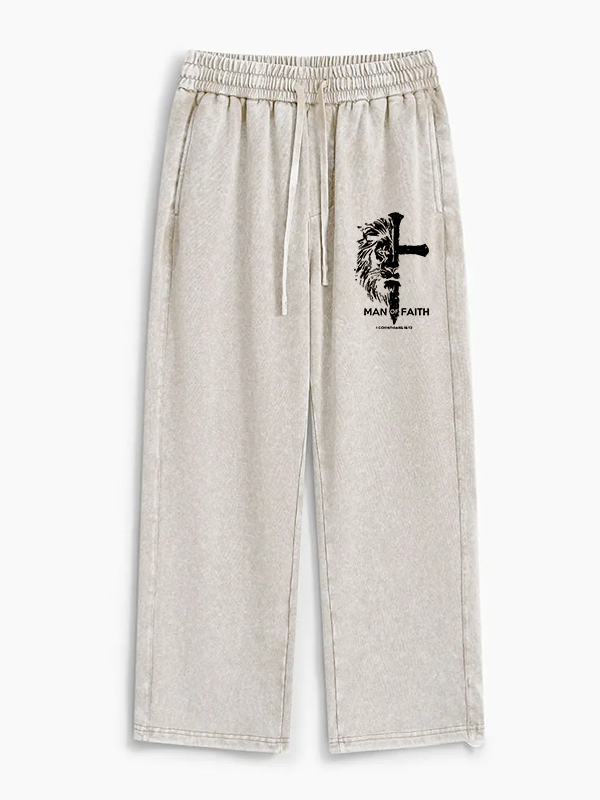 Man of Faith Jesus God Christian Washed Sweatpants
