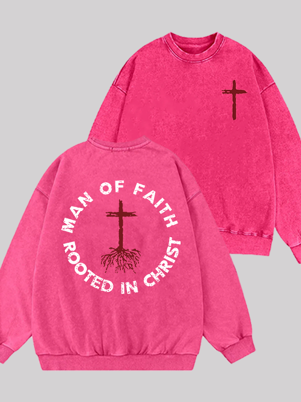 Man of Faith  Jesus God Christian Washed Sweatshirt