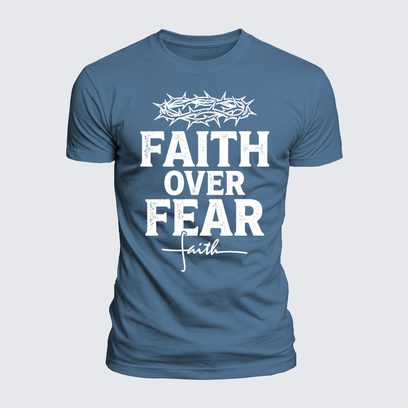 Faith Over Fear Jesus God Christian  – Luxe Mercerized Interlock Cotton Tee