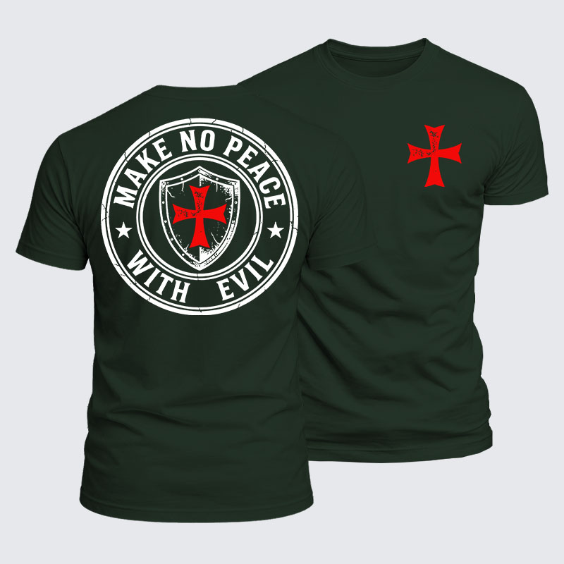 Luxe Mercerized Cotton Tee -  Make No Peace with Evil Knight Templar Jerusalem Cross
