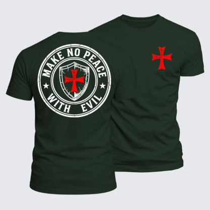 Luxe Mercerized Cotton Tee -  Make No Peace with Evil Knight Templar Jerusalem Cross