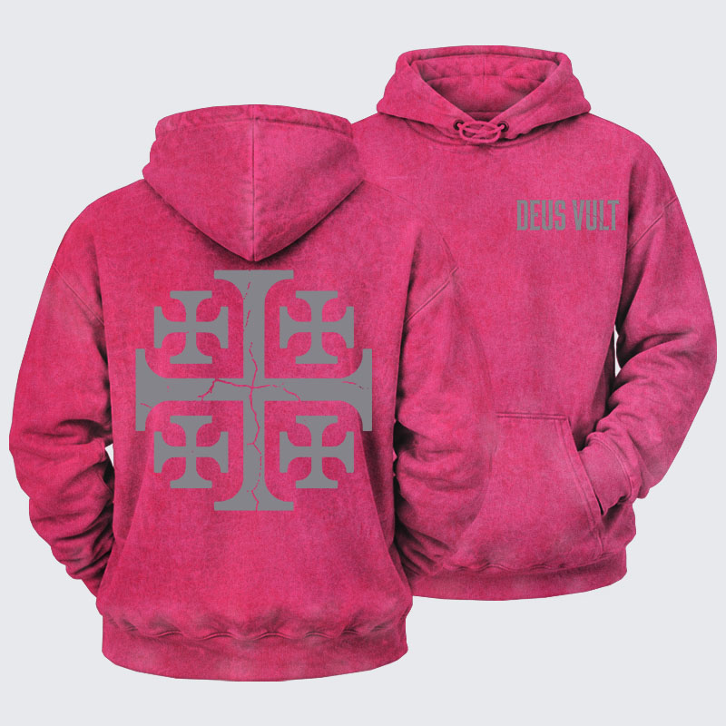 Washed Hoodie - Deus Vult