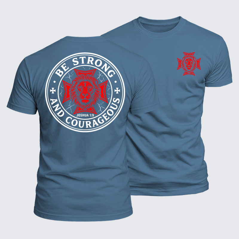 [Copy]Luxe Mercerized Cotton Tee - Be Strong And Courageous Lion Joshua 1:9