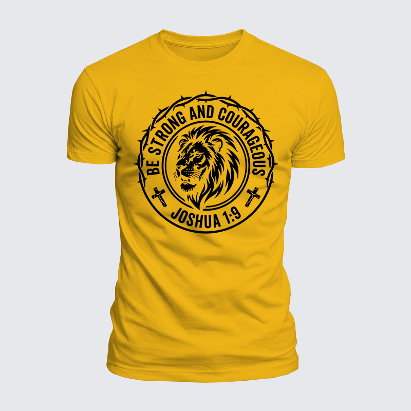 Luxe Mercerized Cotton Tee - Be Strong And Courageous Lion Joshua 1:9