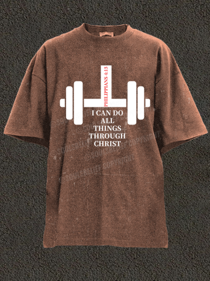 Fitness Philippians 4 : 13 Christian Washed T-Shirt