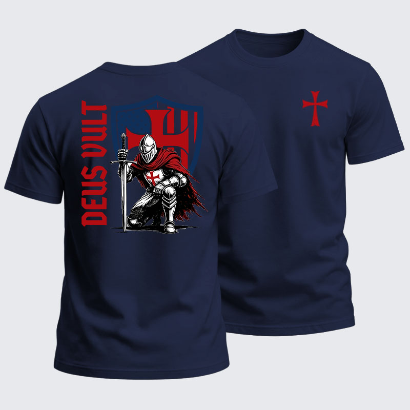 Heavyweight Cotton Tee - Templar Knight Crusader Deus Vult
