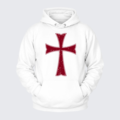 Plush Fleece-Lined Hoodie - Knights Templar Crusader Cross