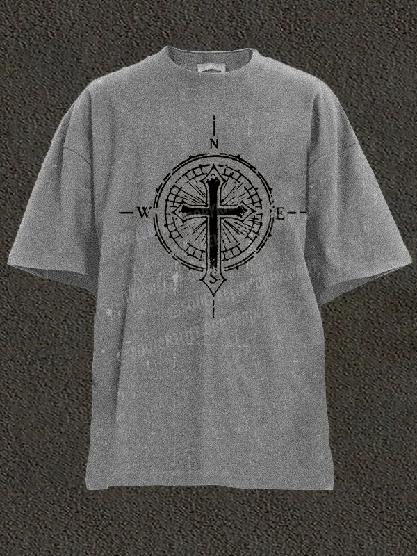 Cross Compass Christian Washed T-Shirt