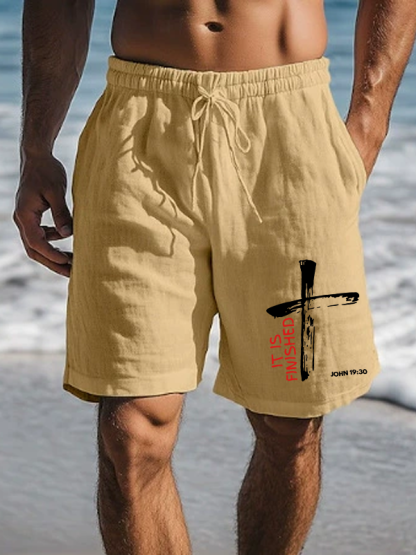 Men's It Is Finished Christian Beach Shorts