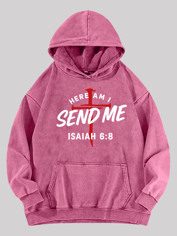 Here Am I Send Me Jesus God Christian Washed Hoodie