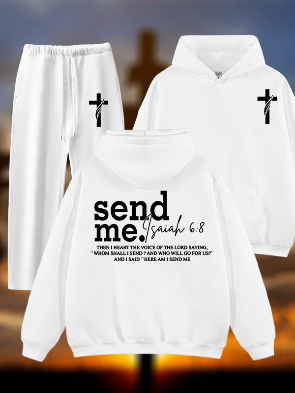 Send Me Isaiah 6:8 Jesus God Christian Plush Fleece-Lined Hoodie Set