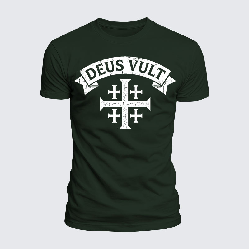 Deus Vult Jesus God Christian  – Luxe Mercerized Interlock Cotton Tee