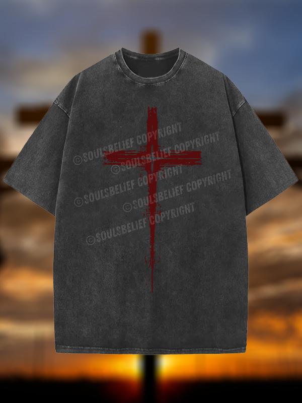 Light of Cross Jesus God Christian Washed T-Shirt