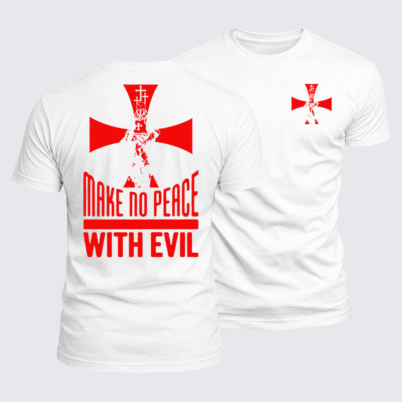 Luxe Mercerized Cotton Tee - Make No Peace with Evil Knight Templar Cross