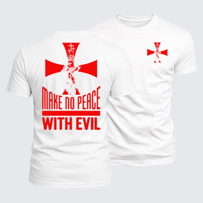 Luxe Mercerized Cotton Tee - Make No Peace with Evil Knight Templar Cross
