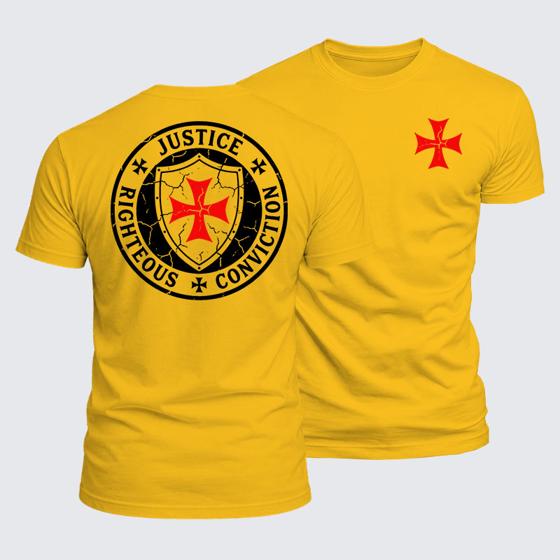 Luxe Mercerized Cotton Tee - Templar Virtues of the Knights Templar Shield