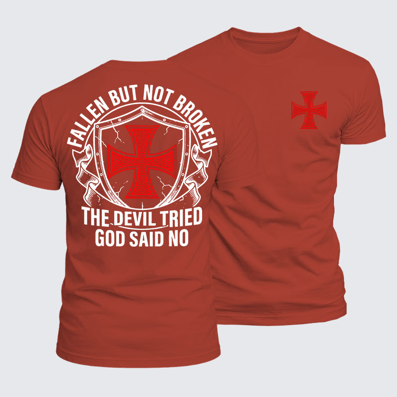 Luxe Mercerized Cotton Tee - Fallen But Not Broken The Devil Tried God Said No