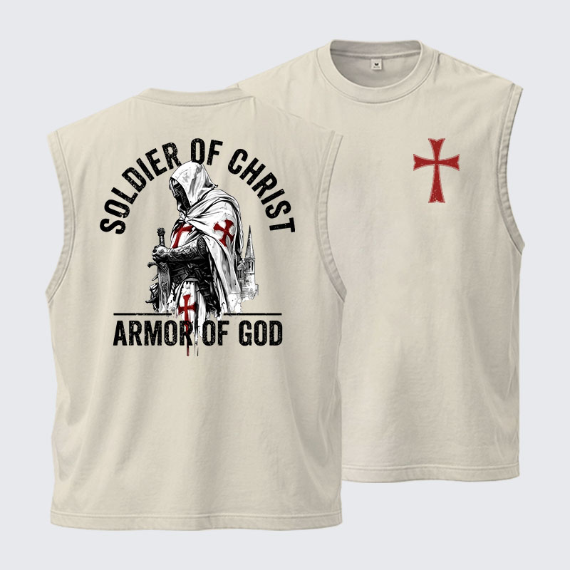 Washed Tank Top -  Soldier of Christ Armor Of God Crusader Spirit