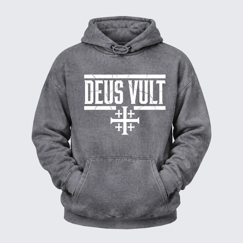 Washed Hoodie - Deus Vult