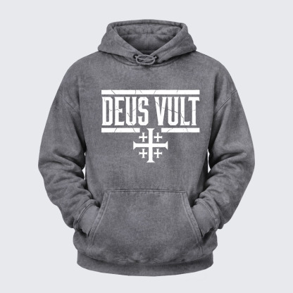 Washed Hoodie - Deus Vult