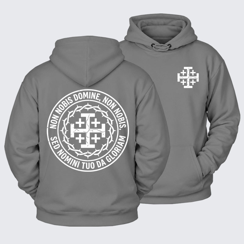 Plush Fleece-Lined Hoodie - Non Nobis Domine, Non Nobis, Sed Nomini Tuo Da Gloriam