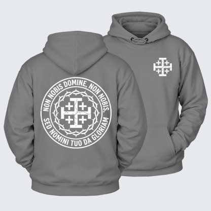 Plush Fleece-Lined Hoodie - Non Nobis Domine, Non Nobis, Sed Nomini Tuo Da Gloriam