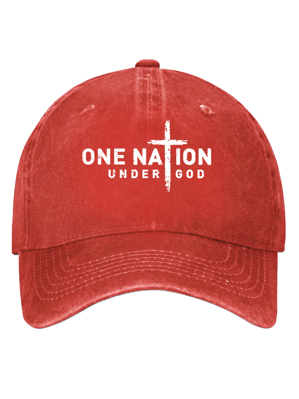 One Nation Under God Cross  Christian Hat