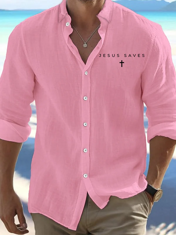 Jesus Saves Christian Resort Casual Shirt
