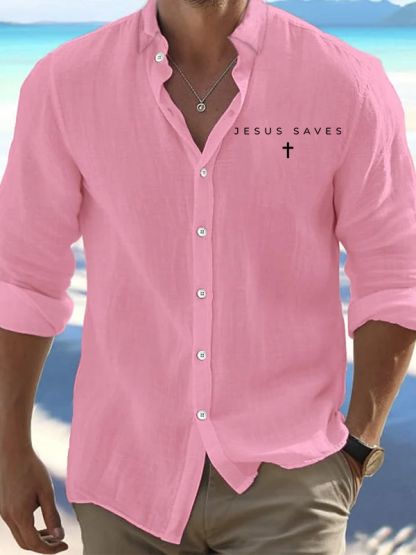 Jesus Saves Christian Resort Casual Shirt